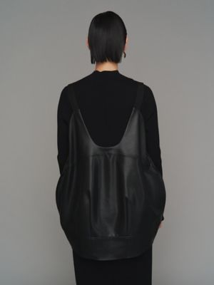 FAKE LEATHER COCOON LONG CAMI | UN3D