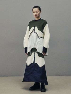 UN3D./アンスリード FLEECE DOCKING LAYERED SK【セットアップ着用可能】ミックス ロングスカート【三越伊勢丹/公式】