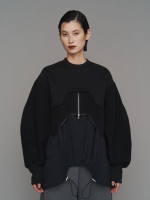 UN3D./アンスリード FLEECE DOCKING LAYERED TOP【セットアップ着用可能】ブラック トップス【三越伊勢丹/公式】