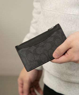 COACH/コーチ ジップ カード ケース シグネチャー キャンバス CHR 名刺入れ【三越伊勢丹/公式】