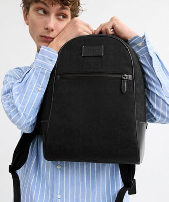 COACH/コーチ テオ バックパック・シグネチャー ジャカード BLACK 【三越伊勢丹/公式】