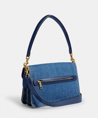 COACH 青 ハンドバッグ チェーンストラップ チェーン ネイビー（紺）系 