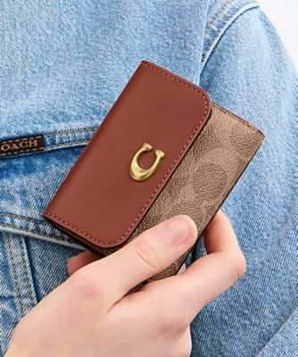 COACH/コーチ エッセンシャル カード ホルダー ウォレット・シグネチャー キャンバス BROWN 財布・マネークリップ【三越伊勢丹/公式】