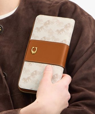 COACH/コーチ エッセンシャル スリム アコーディオン ジップ ウォレット・ホース アンド キャリッジ プリント WHITE 財布・マネークリップ【三越伊勢丹/公式】