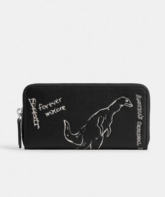 希少COACH 長財布スリムウォレット スケッチ プリント恐竜チェリー