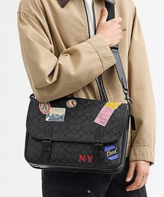 COACH/コーチ ヒッチ メッセンジャー バッグ・シグネチャー キャンバス・パッチ BLACK 旅行用かばん・バッグ【三越伊勢丹/公式】