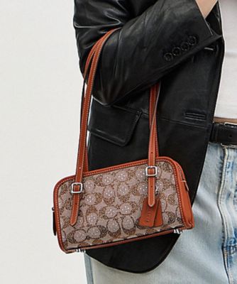 COACH/コーチ スウィング ジップ バッグ 20・クリスタル シグネチャー ジャカード BROWN 旅行用かばん・バッグ【三越伊勢丹/公式】