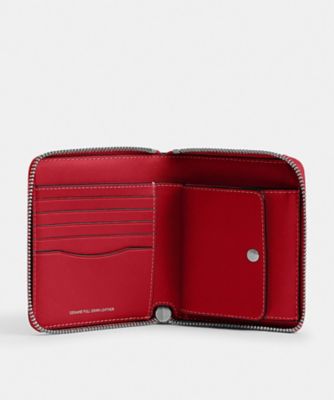 COACH サフィアーノレザー エンボスロゴ ジップアラウンドウォレット 