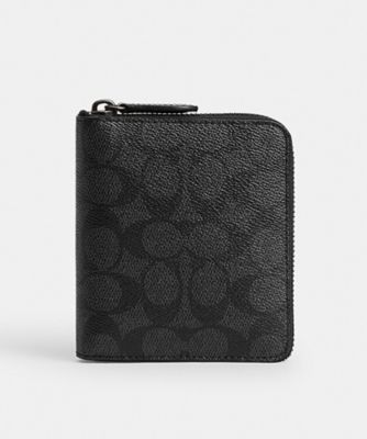 COACH/コーチ ジップ アラウンド コイン ウォレット・シグネチャー キャンバス BLACK 財布・マネークリップ【三越伊勢丹/公式】