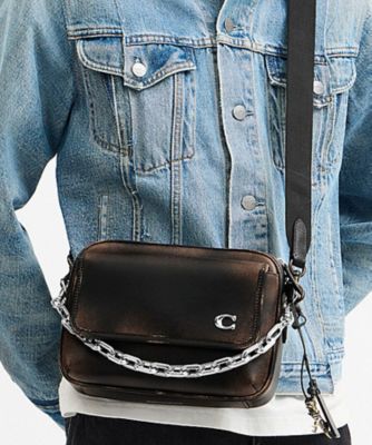 COACH/コーチ チャーター フラップ クロスボディ バッグ 24・ラブド レザー BLACK 旅行用かばん・バッグ【三越伊勢丹/公式】