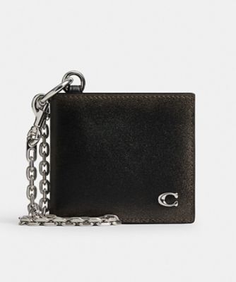 COACH/コーチ ダブル ビルフォールド ウォレット・チェーン・ラブド レザー BLACK 財布・マネークリップ【三越伊勢丹/公式】