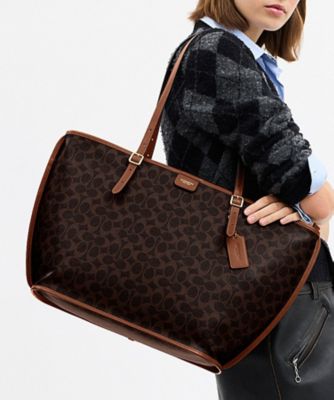 COACH/コーチ タクシー トート バッグ・シグネチャー キャンバス BROWN 旅行用かばん・バッグ【三越伊勢丹/公式】