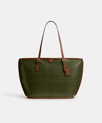 COACH/コーチ タクシー トート バッグ・シグネチャー キャンバス GREEN 旅行用かばん・バッグ【三越伊勢丹/公式】