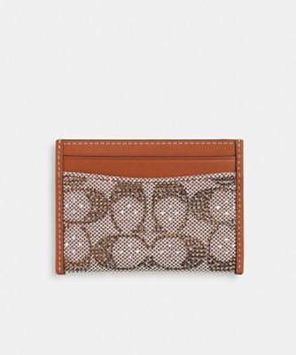 COACH/コーチ エッセンシャル カード ケース・クリスタル シグネチャー ジャカード BROWN 名刺入れ【三越伊勢丹/公式】