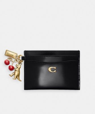 COACH/コーチ エッセンシャル カード ケース・スパッツォラート レザー・チャーム BLACK 名刺入れ【三越伊勢丹/公式】
