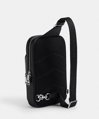 COACH ブラックレザー スリングバッグ/ボディバッグ フェリックス 