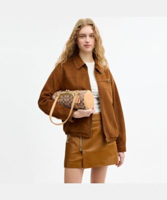コーチ COACH エルゴ がま口 バッグ キャメル キスロック 【中古 