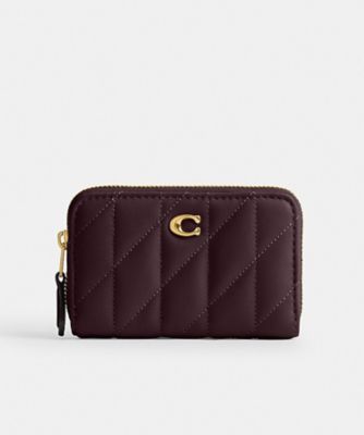COACH/コーチ スモール ジップ アラウンド カード ケース・ピロー キルティング PURPLE 名刺入れ【三越伊勢丹/公式】