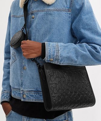 COACH つよい コーチ デニム×レザーシグネチャーパッチワーク 