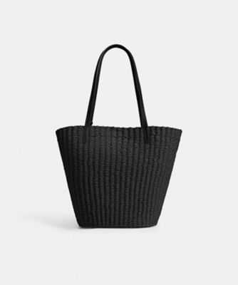 レディース 【美品】COACH ティーローズ ストロー トートバッグ 保存袋 