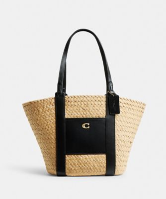 COACH コーチ かごバッグ ラフィア 2025 スモール ストロー ポケット 