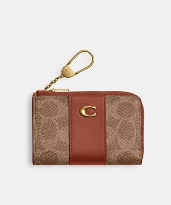 COACH/コーチ エッセンシャル Lジップ キー ケース・シグネチャー キャンバス BROWN 名刺入れ【三越伊勢丹/公式】
