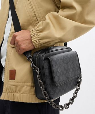 COACH コーチ 黒シグネチャー 斜めがけ クロスボディショルダーバッグ 