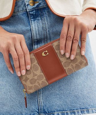 COACH アコーディオンジップ カラーブロック 長財布 アコーディオン 