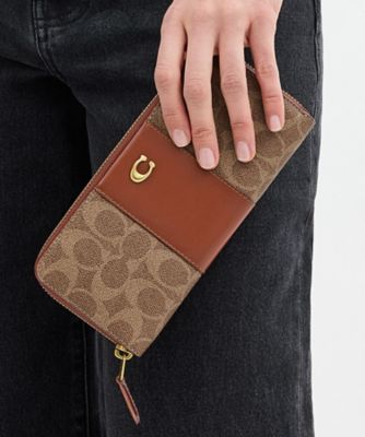 COACH/コーチ エッセンシャル スリム アコーディオン ジップ ウォレット・シグネチャー キャンバス BROWN 財布・マネークリップ【三越伊勢丹/公式】