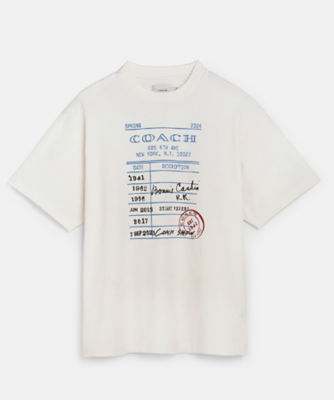 ＜三越伊勢丹/公式＞ COACH/コーチ リラックスド ライブラリー カード グラフィック Tシャツ WHITE トップス【三越伊勢丹/公式】