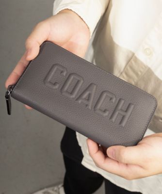 美品】COACH コーチ レザー 長財布 エンボス加工 シグネチャー ほど近い