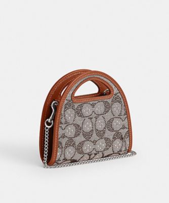 トップ ハンドル カード ケース・クリスタル シグネチャー ジャカード  