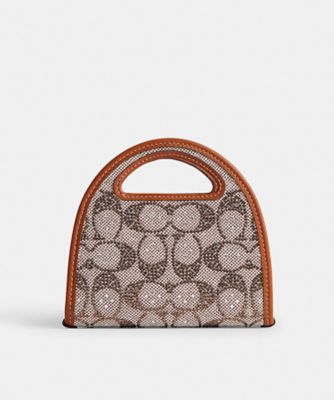トップ ハンドル カード ケース・クリスタル シグネチャー ジャカード 