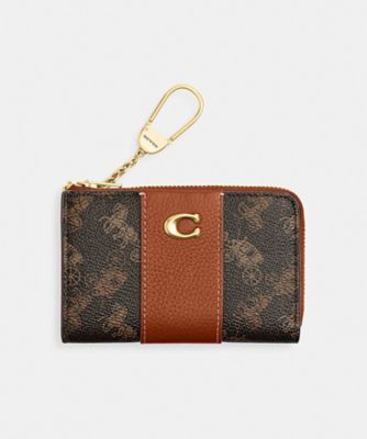 COACH/コーチ エッセンシャル Lジップ キー ケース・ホース アンド キャリッジ プリント BROWN 名刺入れ【三越伊勢丹/公式】