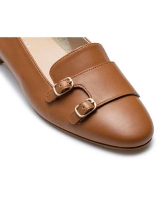 リーガル F56R ダブルモンクフラットシューズ キャメル フラット