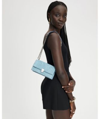 デディケイテッド デコ キルテッド デニム スエード ミニ フラップ チェーン クロス