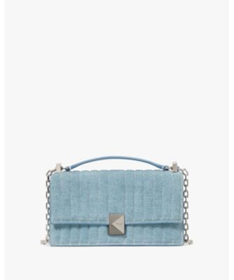 デコ キルテッド デニム スエード ミニ フラップ チェーン クロス