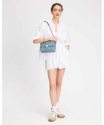 デコ キルテッド デニム スエード チェーン ショルダー | KATE SPADE