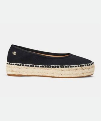 ＜LAUREN RALPH LAUREN (Women)＞ＬＡＵＲＥＮ　ＲＡＬＰＨ　ＬＡＵＲＥＮ　Ｒ０３Ｈ　Ｌｕｉｚｅ　キャンバス　バレエ　エスパドリーユ　ブラック　フラットシューズ