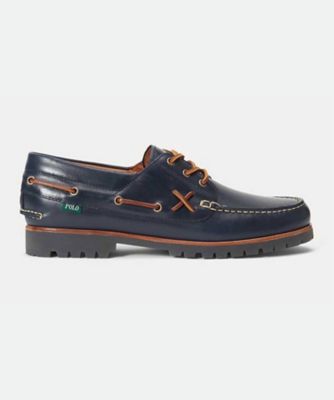 ＜POLO RALPH LAUREN (Men)＞ＰＯＬＯ　ＲＡＬＰＨ　ＬＡＵＲＥＮ　ＲＥ６２　レンジャー　レザー　ボート　シューズ　ネイビー　スニーカー