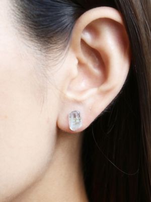 原石ピアス（ペア）　アクアマリン