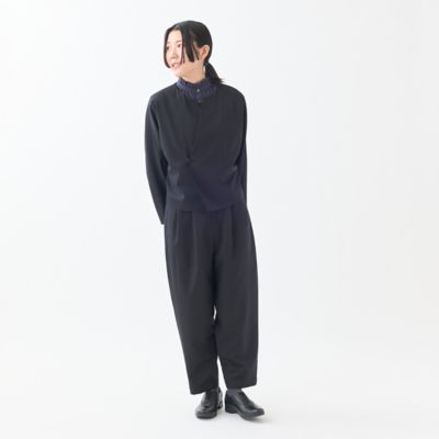 ウールギャバジン ワイドテーパードパンツ | GRANDMA MAMA
