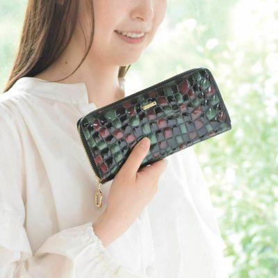 配色ソフトステンドガラスレザーラウンド型財布　ＢＴＶ６８４