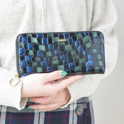 配色ソフトステンドガラスレザーラウンド型財布　ＢＴＶ６８４