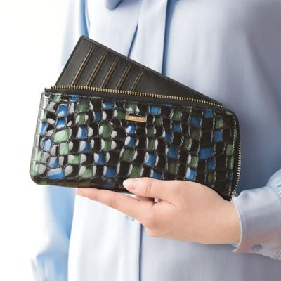 配色ソフトステンドガラスレザーＬ字型財布　ＢＴＶ６８６