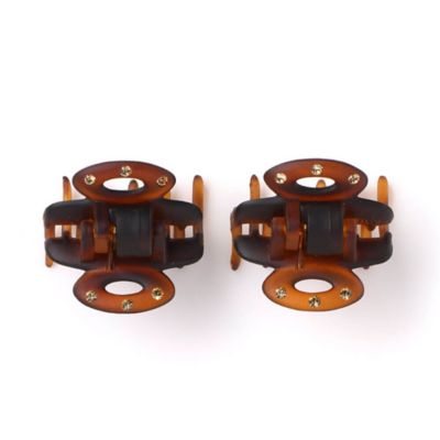 コンプレックスビズ　ドーム石付クリップ 2個＆スーパー石付クリップ 2個　セット ドーム石付クリップ 2個セット(ブラック) | ベースクリップ