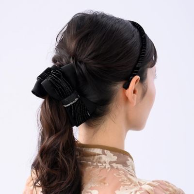 ベルベット ブラックヘアバンド リバーシブルベルベット フレキシ