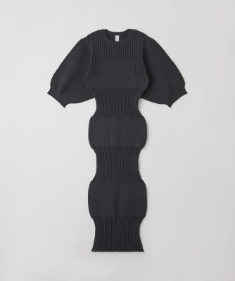CFCL FLUTED SHORT PUFF SLEEVE DRESSワンピース CFCL Fluted Short Puff Sleeve Dress - Black | Garmentory