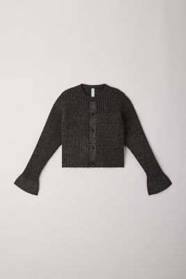 FLUTED GLITTER COLLARLESS SHIRT 
