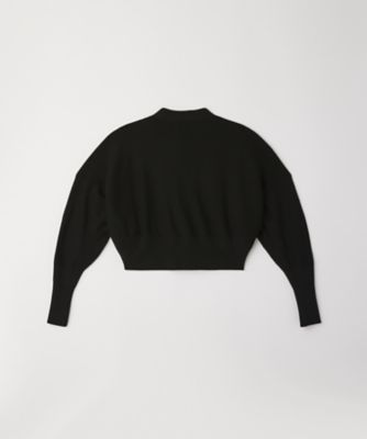 WOOL GARTER CROPPED CARDIGAN